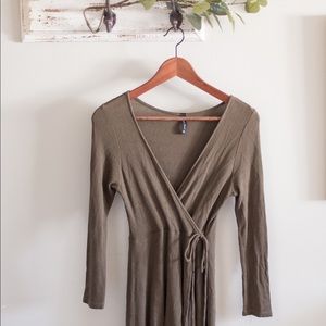 Army Greene faux wrap dress